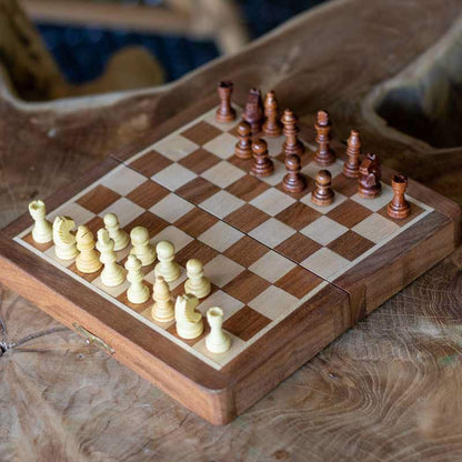 Conjunto de xadrez dobrável em madeira magnífica de 15 x 15 com 2