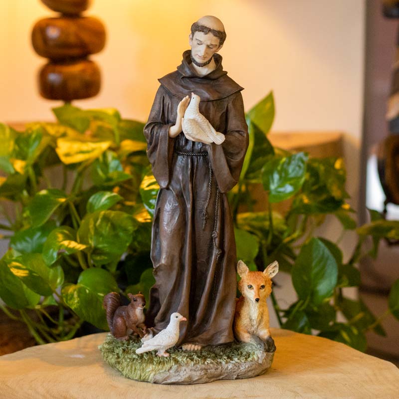 escultura santo sao francisco religiao cultura brasil resina decoracao altar devocao animais veterinario protecao rezar comprar estatua loja artesintonia 01