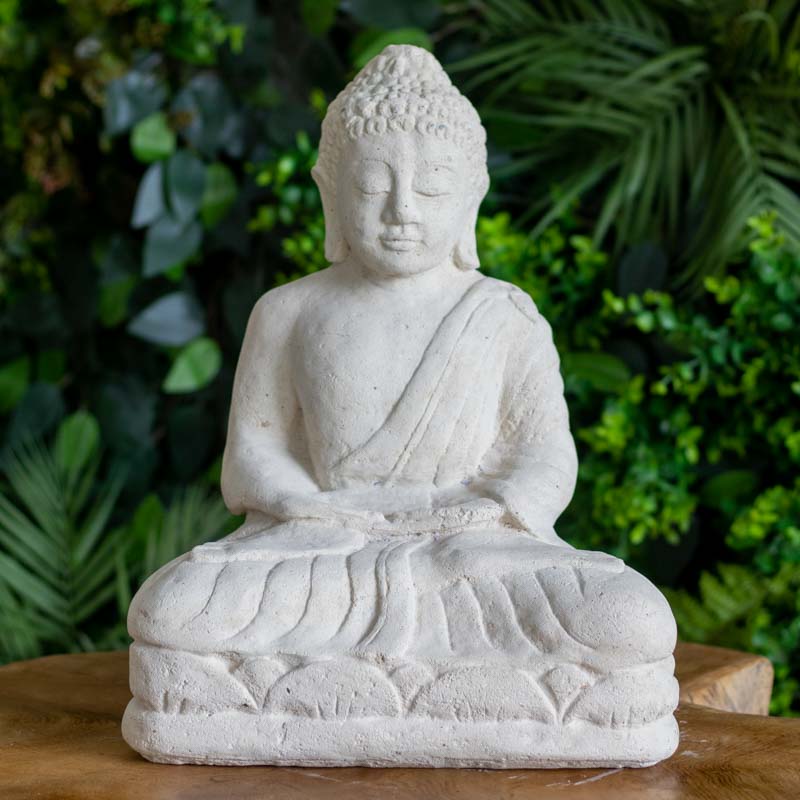 estatua escultura buda cimento artesanato zen budismo jardim casa decoracao design feng shui comprar loja artesintonia 