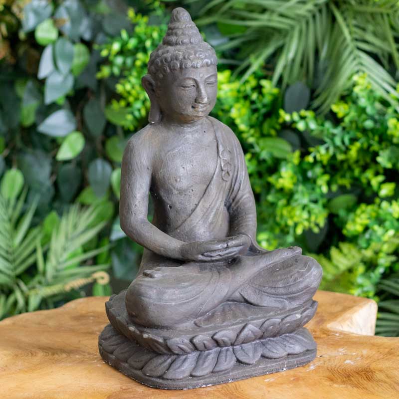 estatua escultura buda cimento artesanato zen budismo jardim casa decoracao design feng shui comprar loja artesintonia 