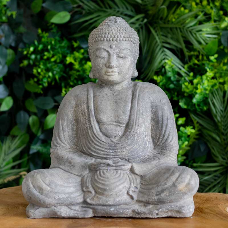 estatua escultura buda cimento artesanato zen budismo jardim casa decoracao design feng shui comprar loja artesintonia 