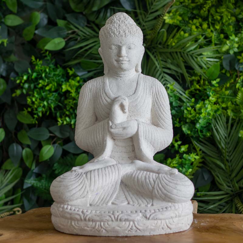 estatua escultura buda cimento artesanato zen budismo jardim casa decoracao design feng shui comprar loja artesintonia 