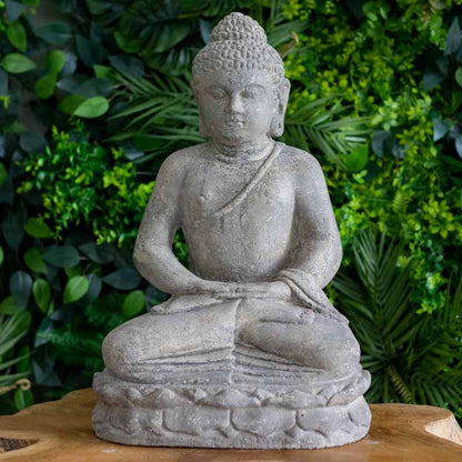 estatua escultura buda cimento artesanato zen budismo jardim casa decoracao design feng shui comprar loja artesintonia 