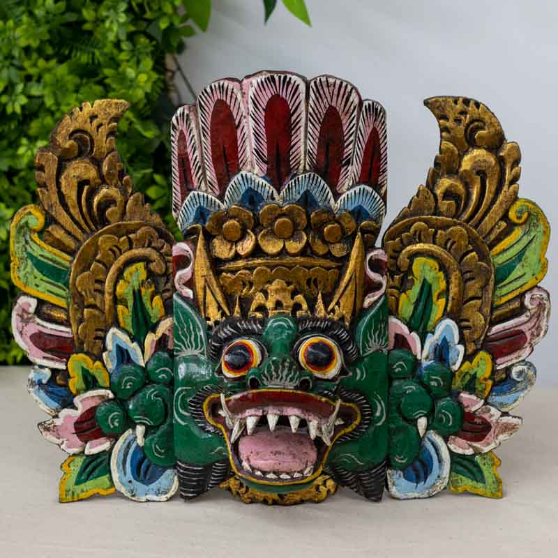 mascara decorativa madeira wood carved barong balinese rangda garuda decoracao decoration paredes wall madeira entalhada artesintonia