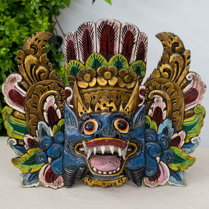 mascara decorativa madeira wood carved barong balinese rangda garuda decoracao decoration paredes wall madeira entalhada artesintonia