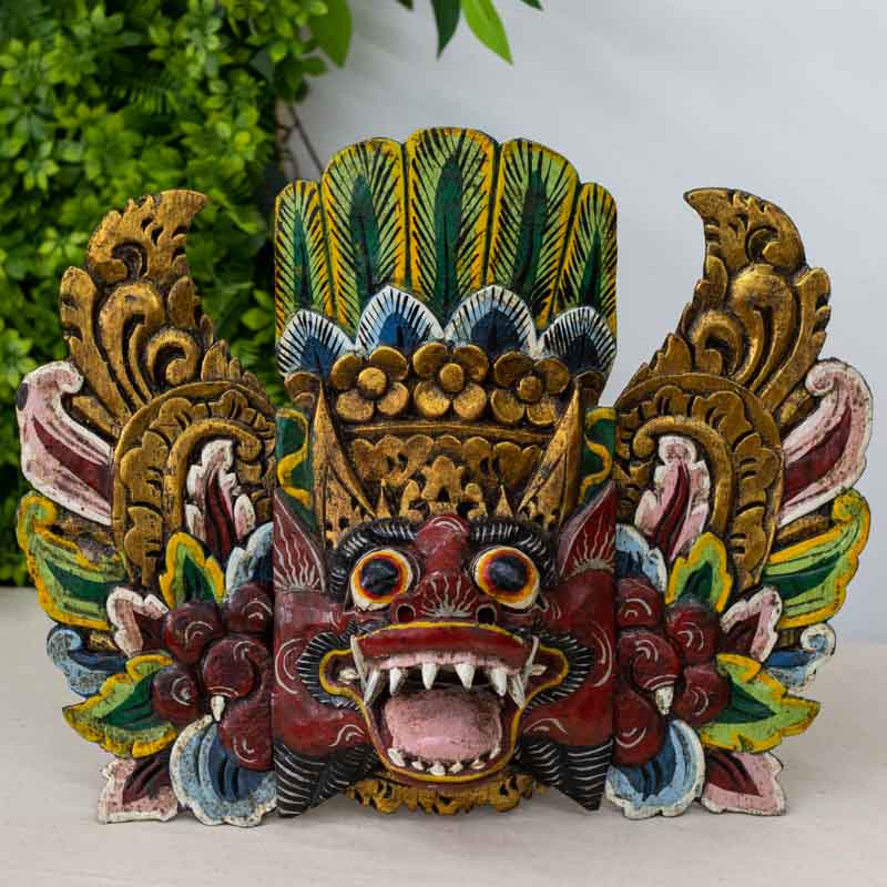 mascara decorativa madeira wood carved barong balinese rangda garuda decoracao decoration paredes wall madeira entalhada artesintonia