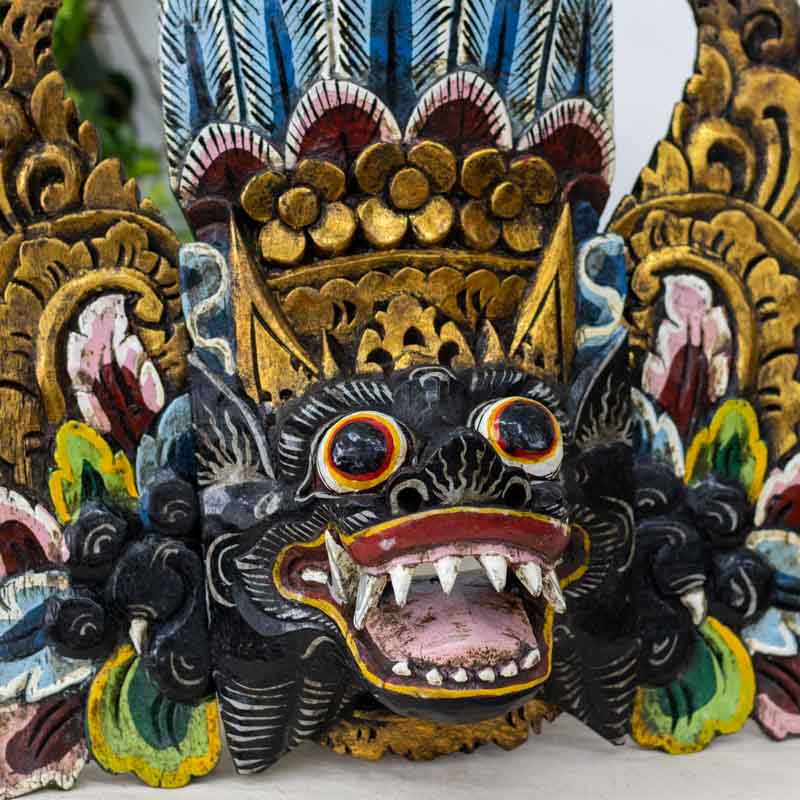 mascara decorativa madeira wood carved barong balinese rangda garuda decoracao decoration paredes wall madeira entalhada artesintonia