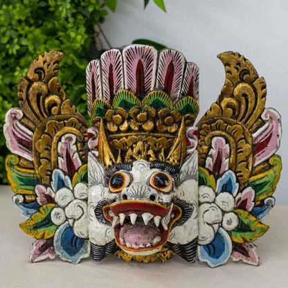 mascara decorativa madeira wood carved barong balinese rangda garuda decoracao decoration paredes wall madeira entalhada artesintonia