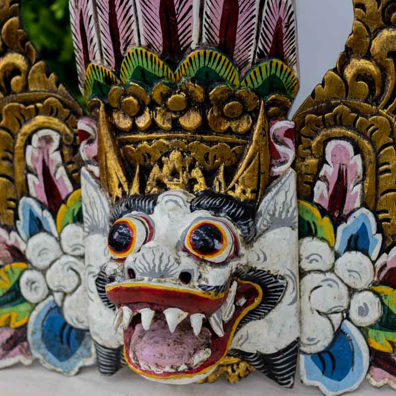 mascara decorativa madeira wood carved barong balinese rangda garuda decoracao decoration paredes wall madeira entalhada artesintonia