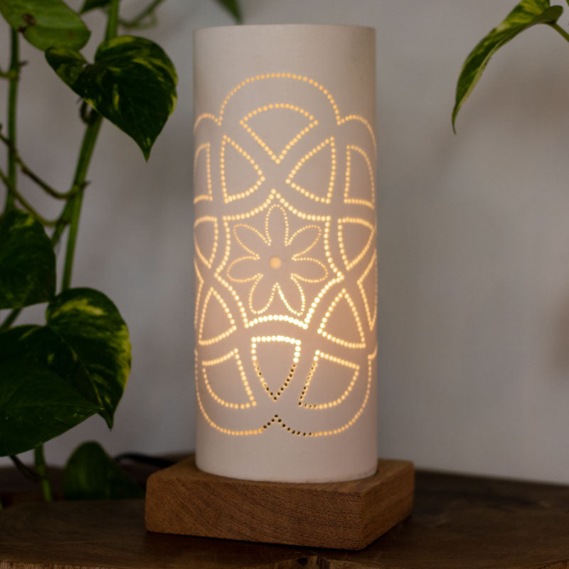 abajur luminaria mesa mandala om zen iluminação casa decoração pvc sustentavel brasil artesanato luz tranquilidade loja artesintonia 01