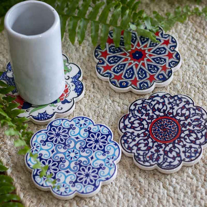 porta copos descanso decorativos turcos ceramica artesanal pinturas desenho mosaico mesa cozinha bebidas comprar loja artesintonia