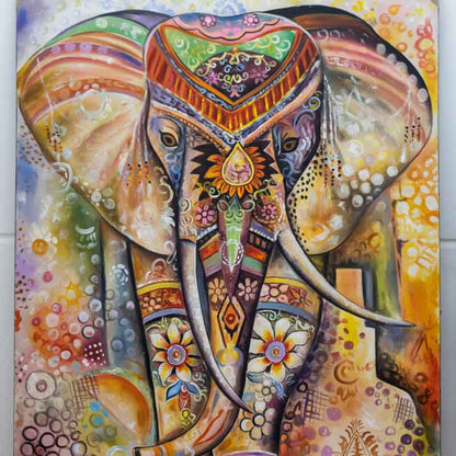 tela pintura quadro bali indonesia animal elefante prosperidade abundancia cores mandalas decoracao casa arte loja comprar