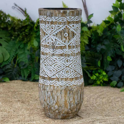 vasos madeira etnicos entalhado palmeira artesanato bali indonesia decoracao casa jardim design interiores comprar loja artesintonia