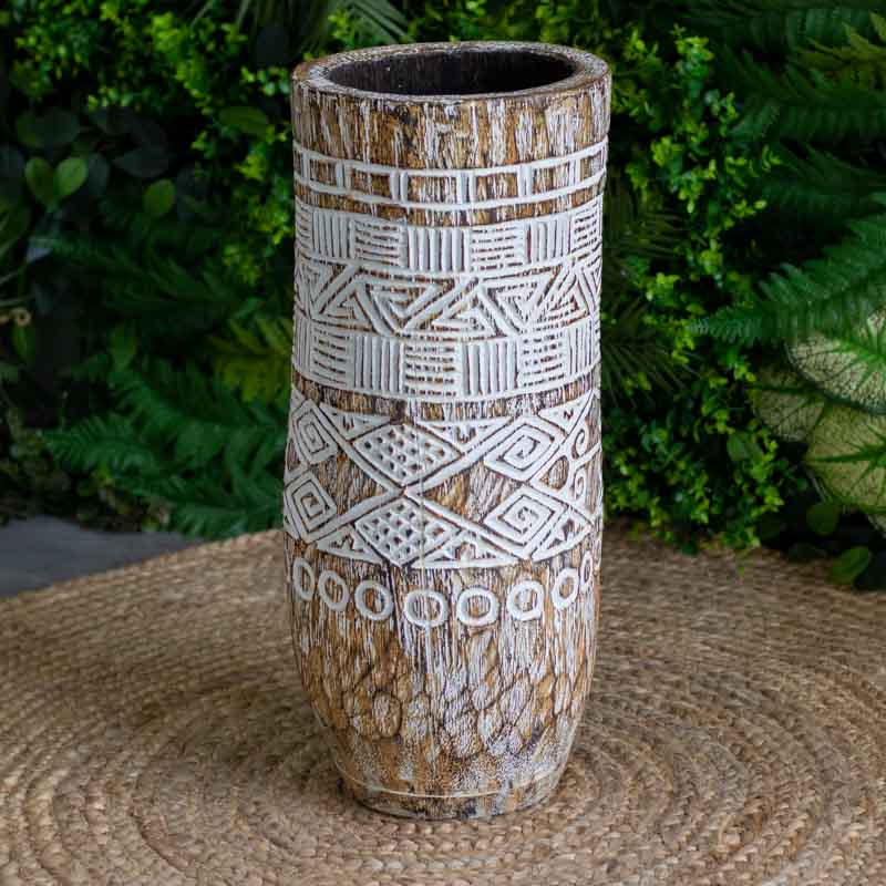 vasos madeira etnicos entalhado palmeira artesanato bali indonesia decoracao casa jardim design interiores comprar loja artesintonia