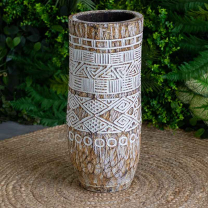 vasos madeira etnicos entalhado palmeira artesanato bali indonesia decoracao casa jardim design interiores comprar loja artesintonia