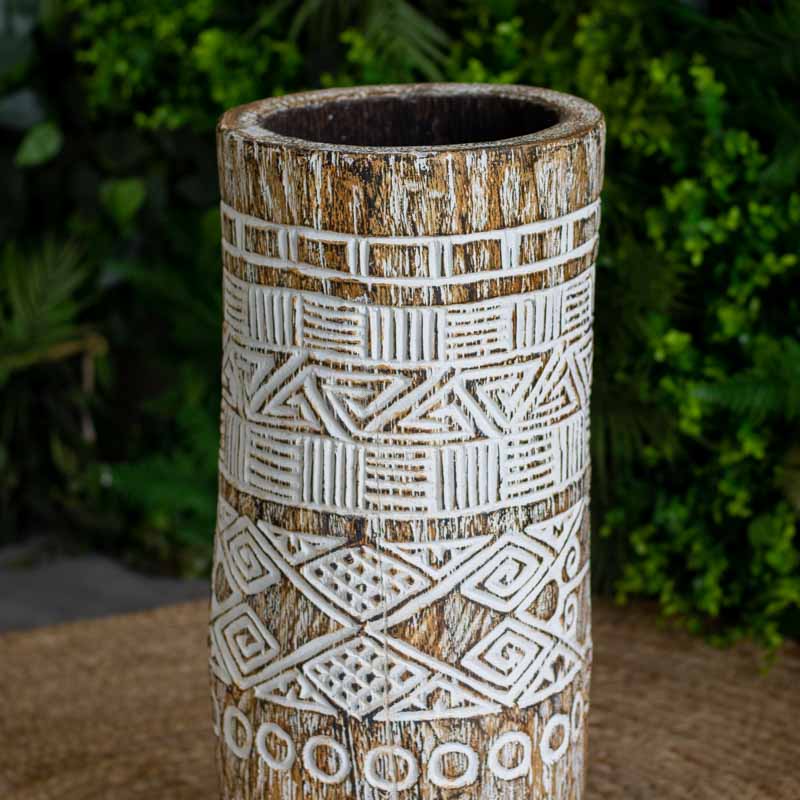 vasos madeira etnicos entalhado palmeira artesanato bali indonesia decoracao casa jardim design interiores comprar loja artesintonia