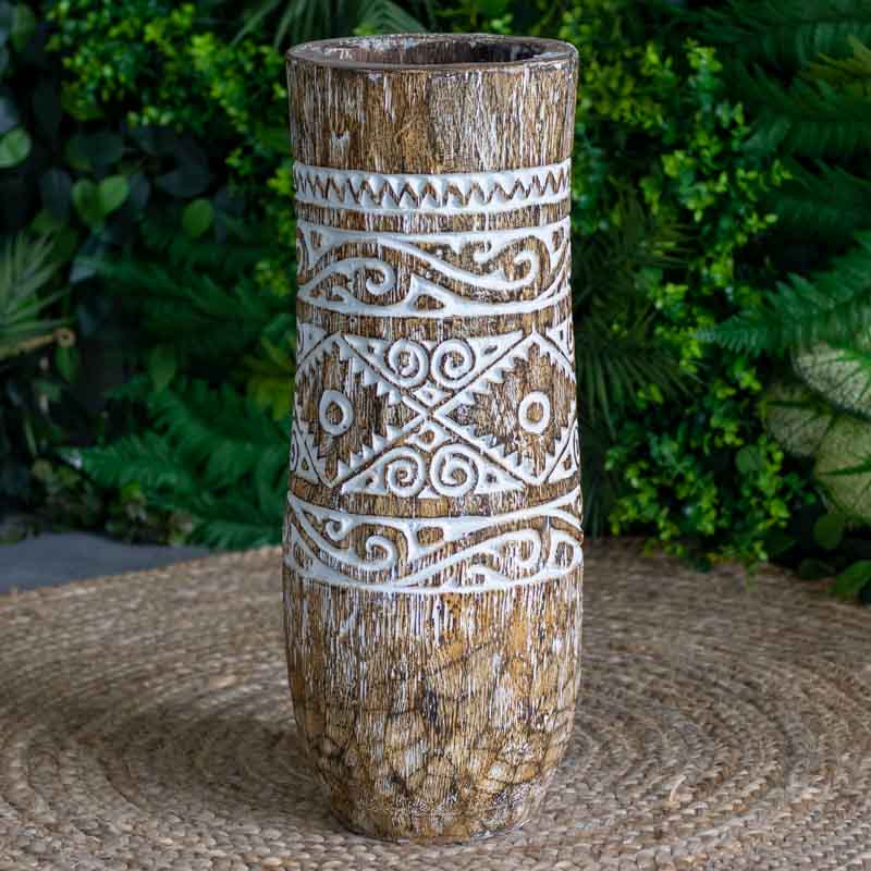 vasos madeira etnicos entalhado palmeira artesanato bali indonesia decoracao casa jardim design interiores comprar loja artesintonia