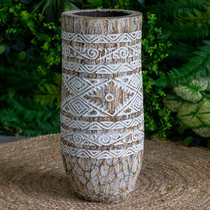 vasos madeira etnicos entalhado palmeira artesanato bali indonesia decoracao casa jardim design interiores comprar loja artesintonia