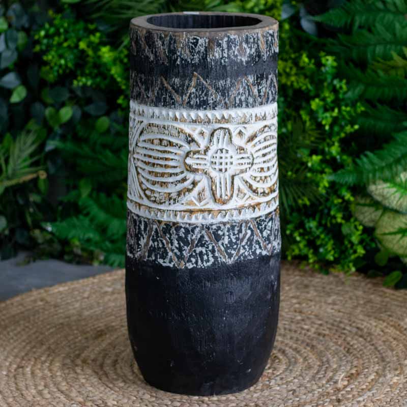 vasos madeira etnicos entalhado palmeira artesanato bali indonesia decoracao casa jardim design interiores comprar loja artesintonia