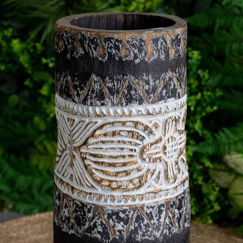 vasos madeira etnicos entalhado palmeira artesanato bali indonesia decoracao casa jardim design interiores comprar loja artesintonia