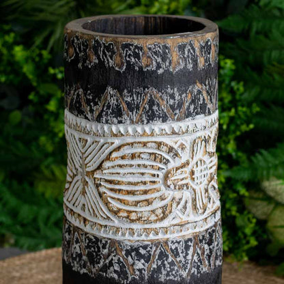 vasos madeira etnicos entalhado palmeira artesanato bali indonesia decoracao casa jardim design interiores comprar loja artesintonia