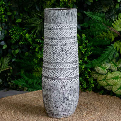 vasos madeira etnicos entalhado palmeira artesanato bali indonesia decoracao casa jardim design interiores comprar loja artesintonia