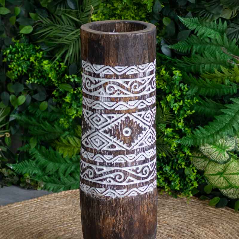 vasos madeira etnicos entalhado palmeira artesanato bali indonesia decoracao casa jardim design interiores comprar loja artesintonia