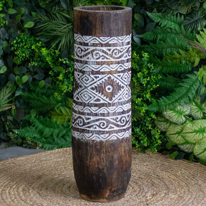 vasos madeira etnicos entalhado palmeira artesanato bali indonesia decoracao casa jardim design interiores comprar loja artesintonia