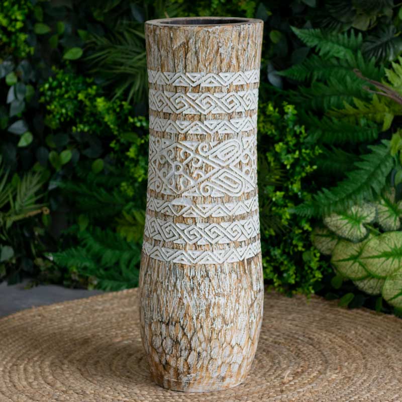 vasos madeira etnicos entalhado palmeira artesanato bali indonesia decoracao casa jardim design interiores comprar loja artesintonia