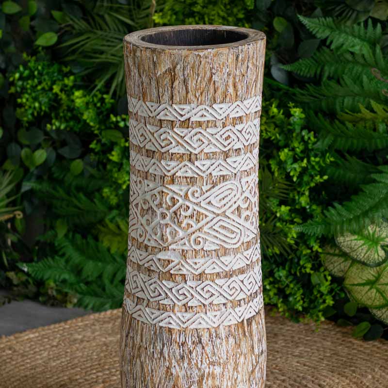 vasos madeira etnicos entalhado palmeira artesanato bali indonesia decoracao casa jardim design interiores comprar loja artesintonia