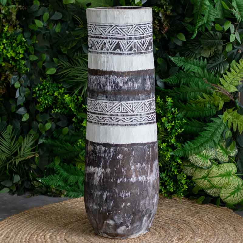 vasos madeira etnicos entalhado palmeira artesanato bali indonesia decoracao casa jardim design interiores comprar loja artesintonia