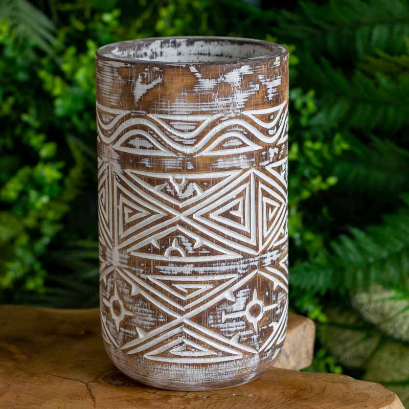 vasos madeira etnicos entalhado palmeira artesanato bali indonesia decoracao casa jardim design interiores comprar loja artesintonia