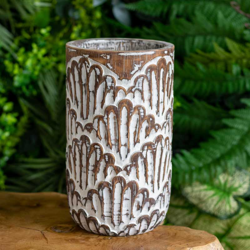 vasos madeira etnicos entalhado palmeira artesanato bali indonesia decoracao casa jardim design interiores comprar loja artesintonia