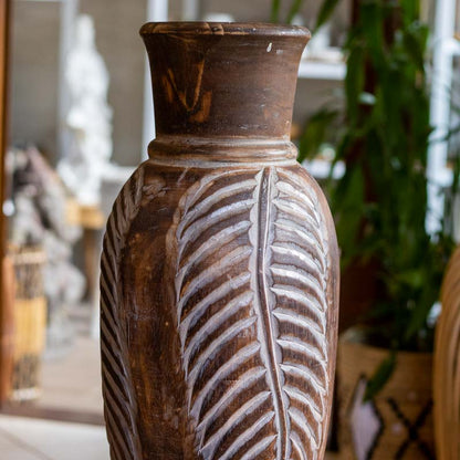 vaso madeira artesanal bali entalhado decoracao casa plantas design interiores estilo boho comprar loja artesintonia