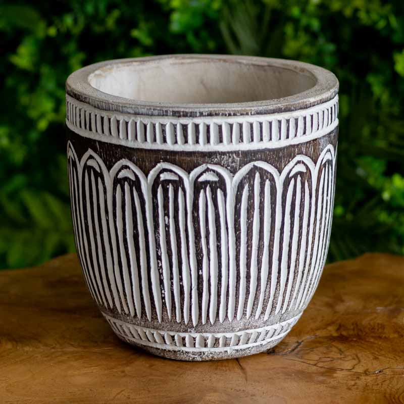 vasos madeira etnicos entalhado palmeira artesanato bali indonesia decoracao casa jardim design interiores comprar loja artesintonia