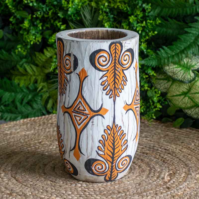 vasos madeira etnicos pintados palmeira artesanato bali indonesia decoracao casa jardim design interiores comprar loja artesintonia