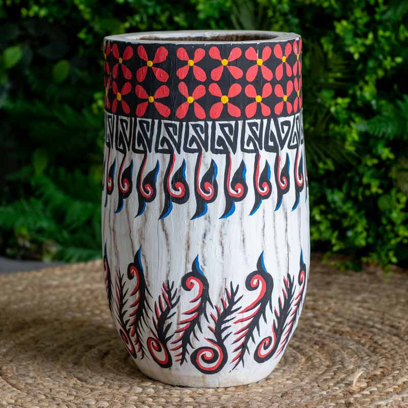 vasos madeira etnicos pintados palmeira artesanato bali indonesia decoracao casa jardim design interiores comprar loja artesintonia