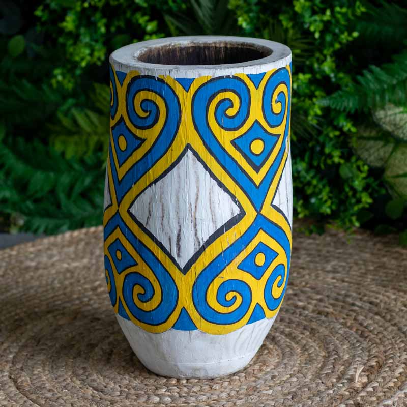 vasos madeira etnicos pintados palmeira artesanato bali indonesia decoracao casa jardim design interiores comprar loja artesintonia