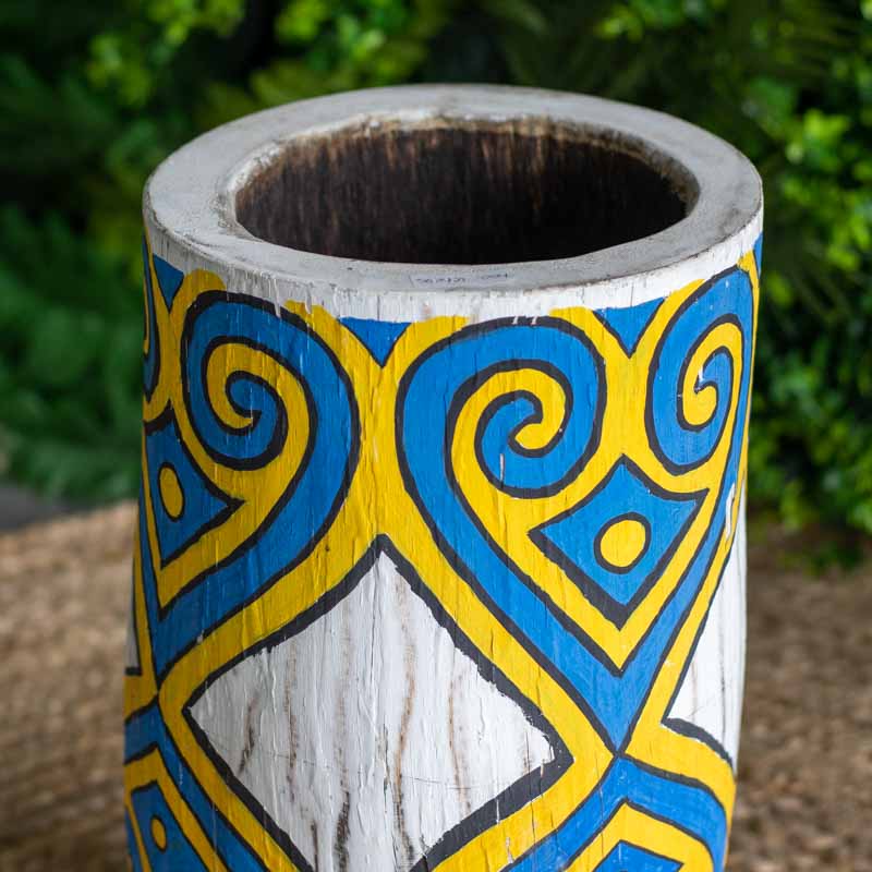 vasos madeira etnicos pintados palmeira artesanato bali indonesia decoracao casa jardim design interiores comprar loja artesintonia