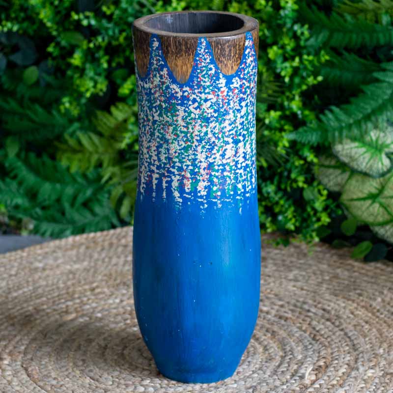 vasos madeira etnicos pintados palmeira artesanato bali indonesia decoracao casa jardim design interiores comprar loja artesintonia