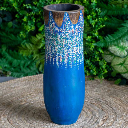 vasos madeira etnicos pintados palmeira artesanato bali indonesia decoracao casa jardim design interiores comprar loja artesintonia