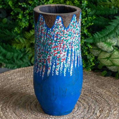 vasos madeira etnicos pintados palmeira artesanato bali indonesia decoracao casa jardim design interiores comprar loja artesintonia