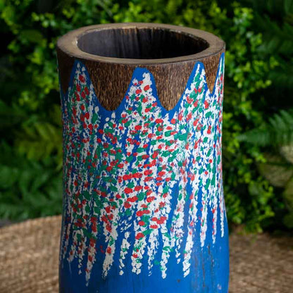 vasos madeira etnicos pintados palmeira artesanato bali indonesia decoracao casa jardim design interiores comprar loja artesintonia