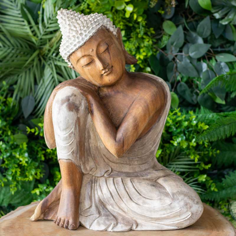 buda decoracao escultura madeira carving wood artesintonia buddha home decoration zen decoracoes balinesas divindades budismo budista patina