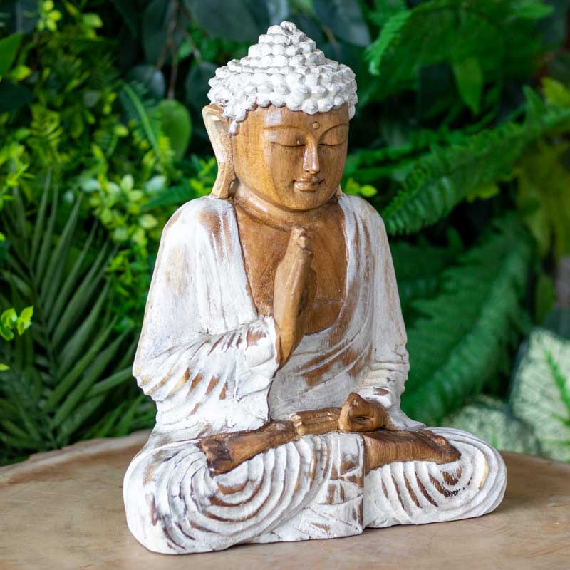 escultura estatua buddha buda decoracao artesintonia madeira indonesia bali patina