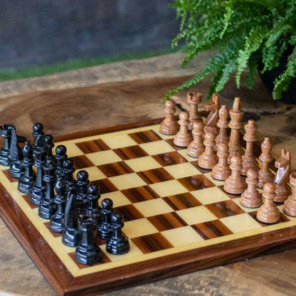 Venda Easytoday de madeira jogo de xadrez conjunto de resina do