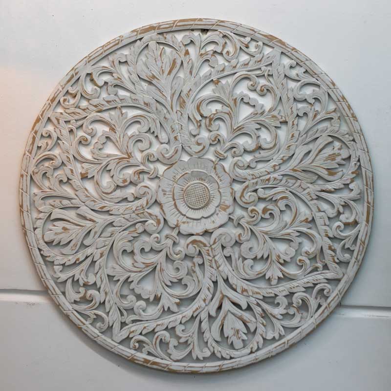 mandala floral artesanal entalhada mdf decoracao parede bali indonesia design interiores casa ambientes zen loja artesintonia