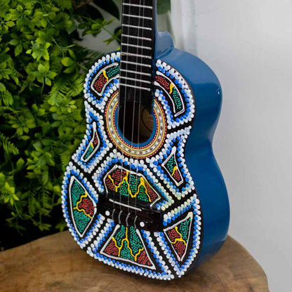 ukulele aborigene artesanato pintura madeira bali instrumento musical som ritmo musica melodia tocar cultura loja artesintonia 01