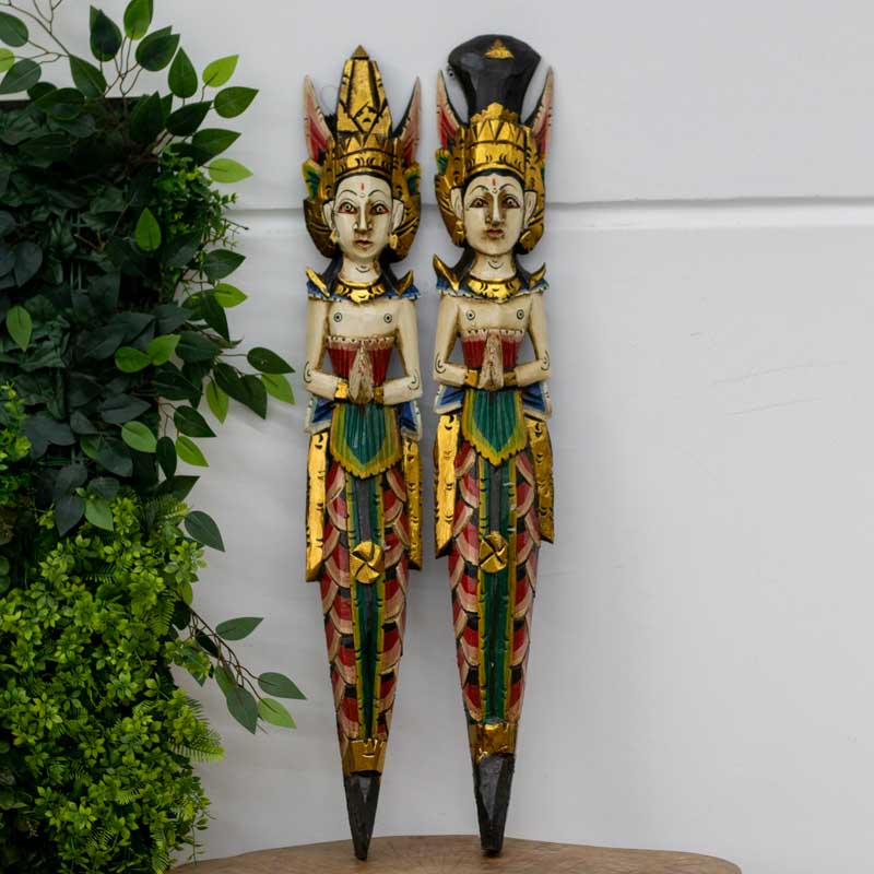 casal rama sita madeira bali decoracao paredes artesintonia handicraft hindu patina 100cm 1