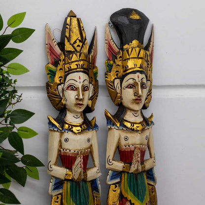 casal rama sita madeira bali decoracao paredes artesintonia handicraft hindu patina 100cm 1